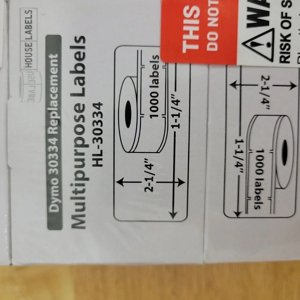 DYMO 30334 Replacement Multipurpose Label HL-30334 6 Rolls of 1000 2-1/4 - 1-1/4